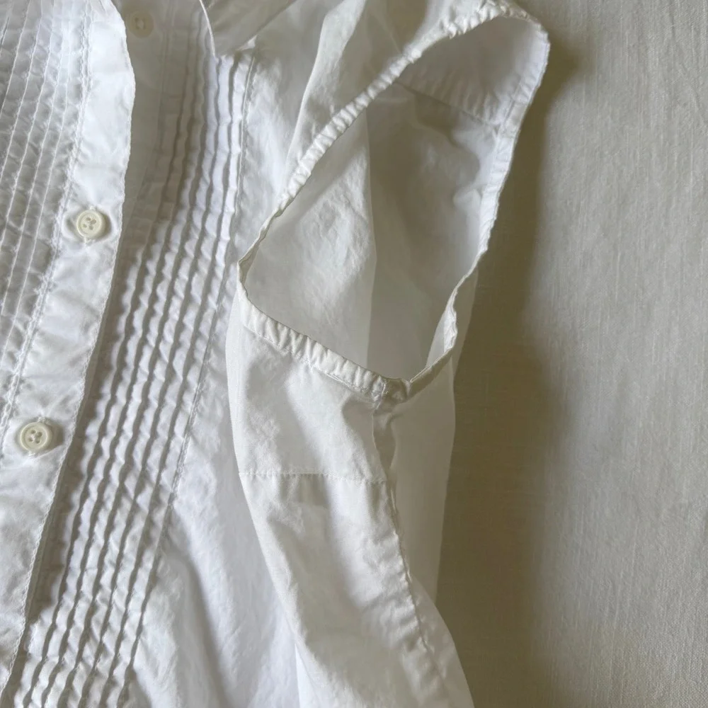 Y2K‎ French Connection Babydoll Sleeveless Pleated Peplum Button Down Top Sz 8